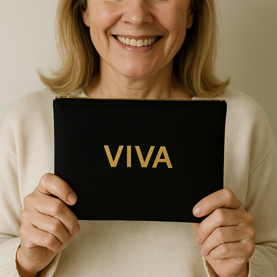 Viva Discreet Pouch in sleek black, compact organizer for carrying essentials securely and privately.