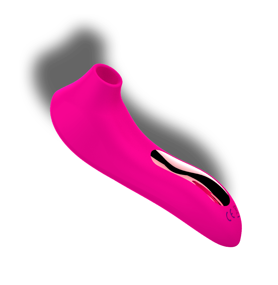 Milana pocket-sized clitoral stimulator in pink, featuring 4 intensity levels and 7 suction patterns by Savvy-Viva