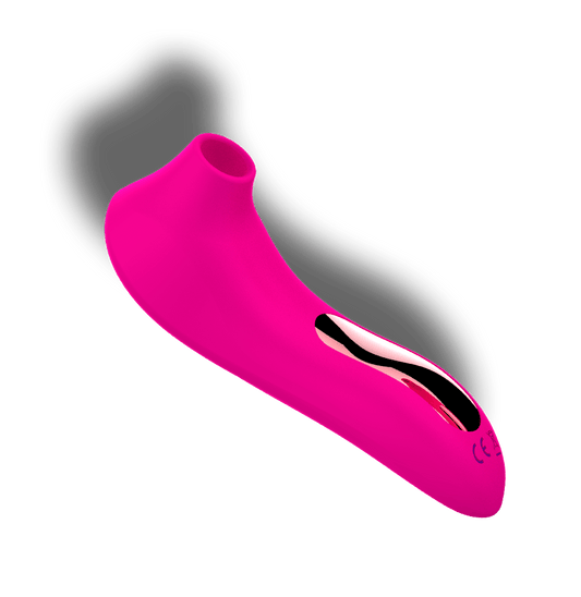 Milana pocket-sized clitoral stimulator in pink, featuring 4 intensity levels and 7 suction patterns by Savvy-Viva